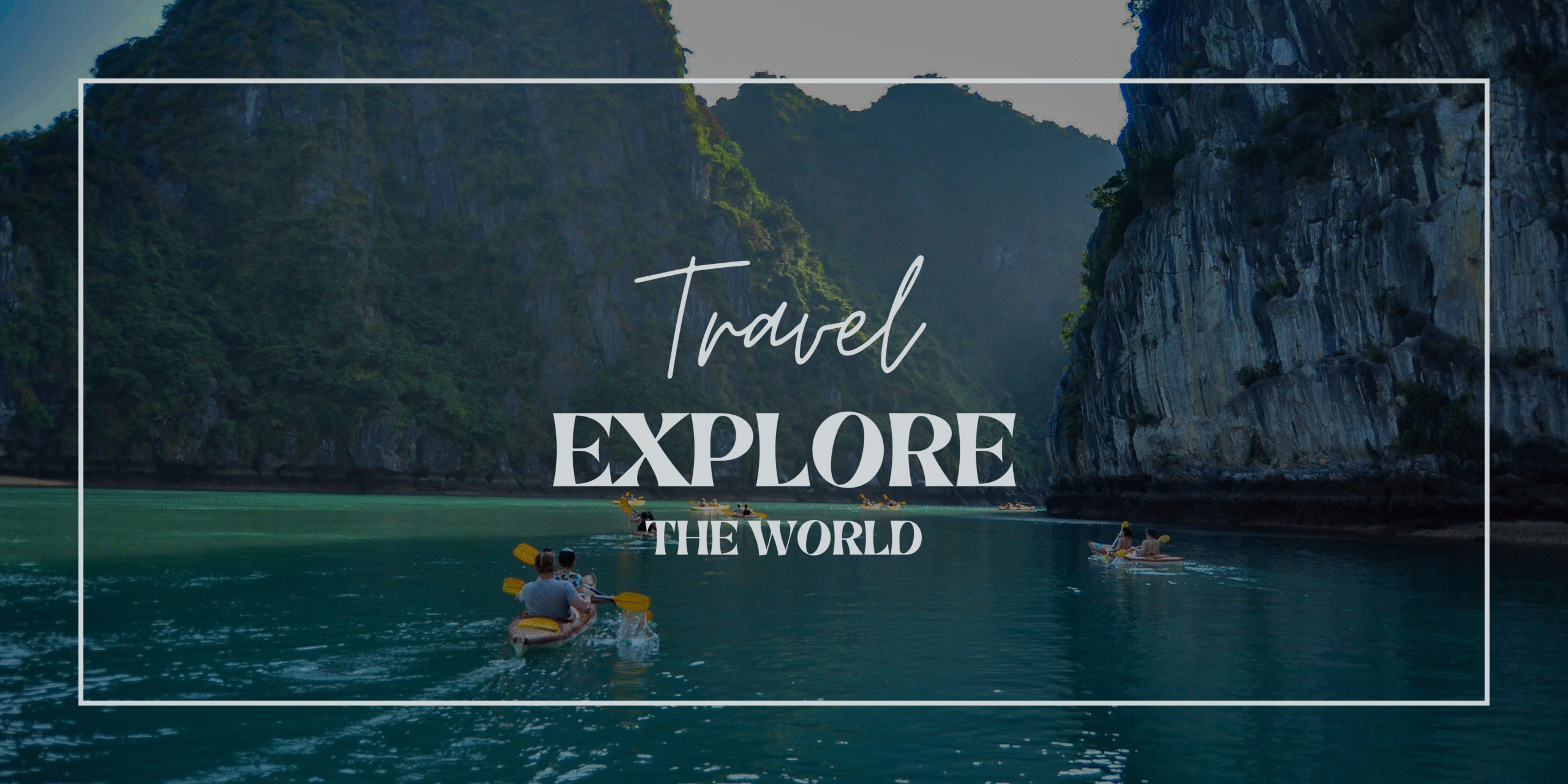 Beautiful world trip poster with travel icons and international destinations